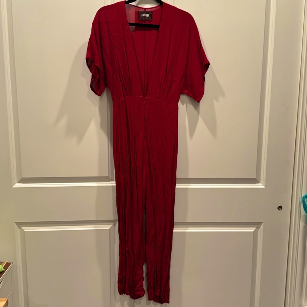 Reformation red viscose jumpsuit, size 8